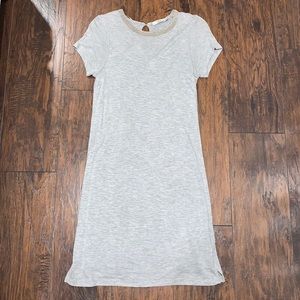 Comfy T-shirt dress with sparkle neckline
